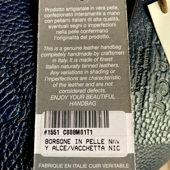 InPell Navy blue, handmade in Italy Genuine Leather duffle bag, NWT - Picture 7 of 8